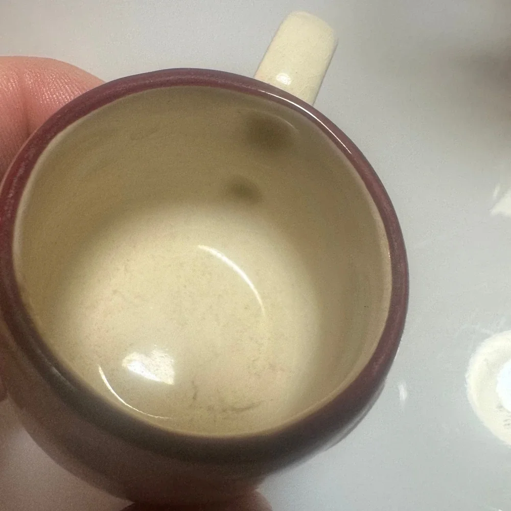 Mini Espresso Cup and Saucer Set Cracked Glaze Heart Rose‎ Design